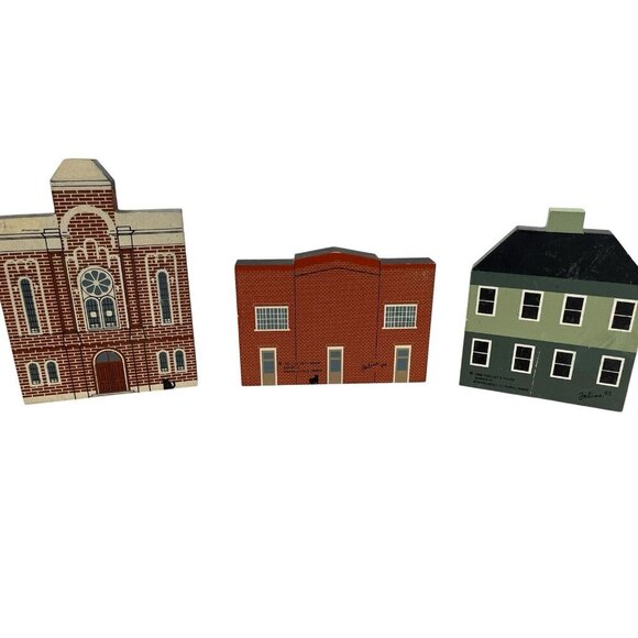 Vintage The Cat's Meow Wooden Town Set 1988-1995 Collectibles Set of 12 - Picture 7 of 15